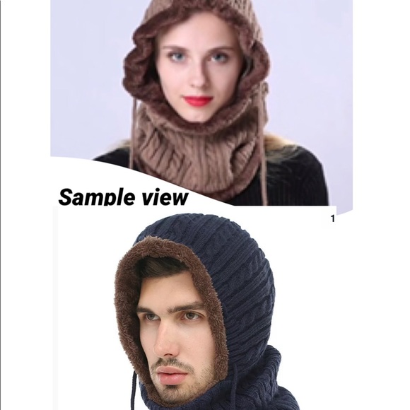New Winter Unisex Knitted Hoodies Scarf with fur - Picture 8 of 11